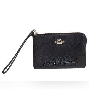 Coach Embossed Black Wristlet